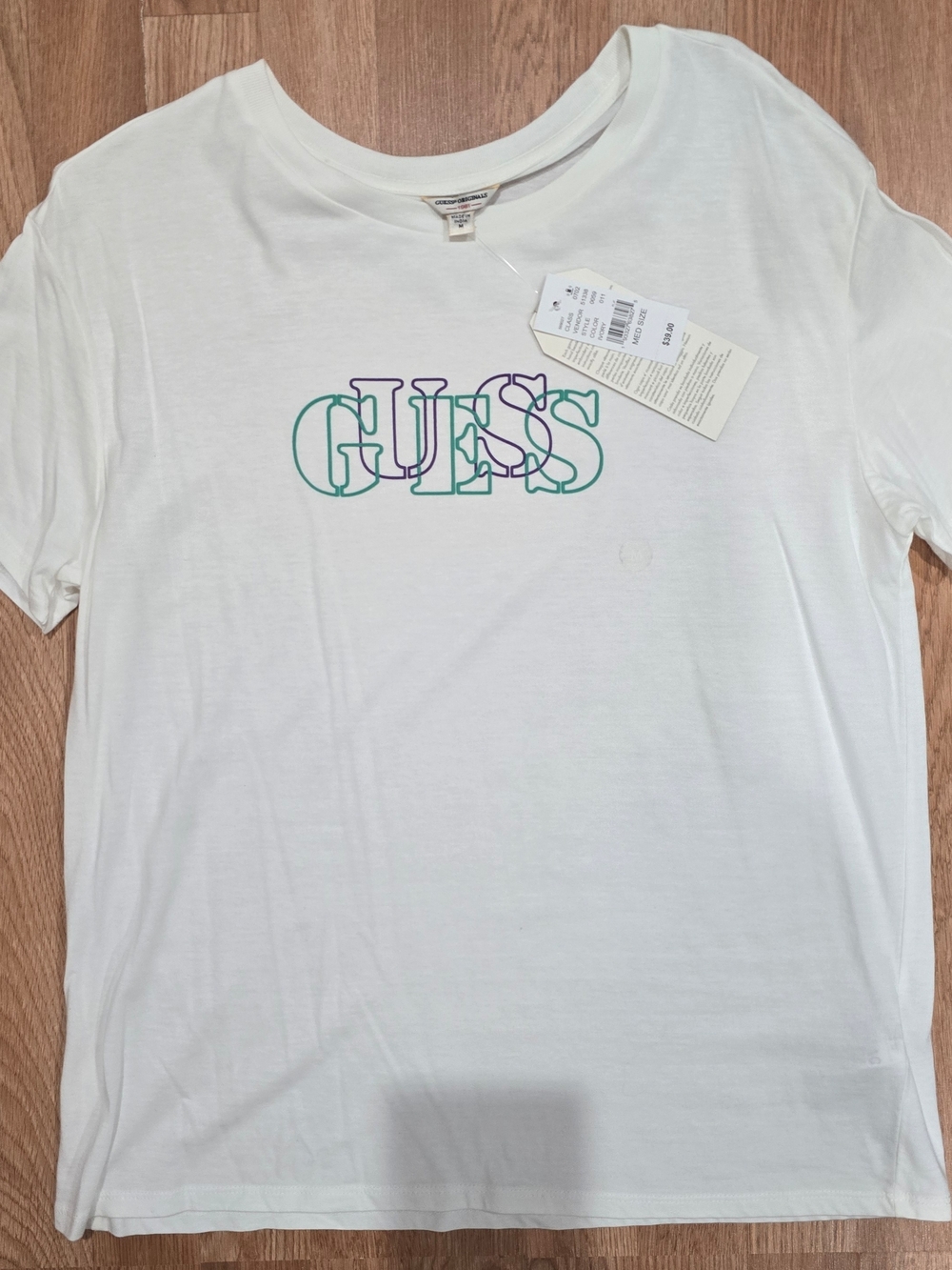 GUESS White Tee with Pastel Logo
